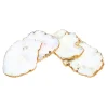 Coasters|Godinger White Quartz Gold Metallic Edged Coaster Set