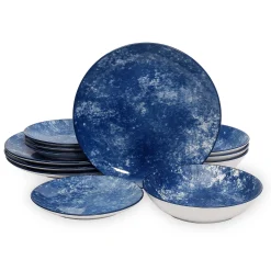 Everyday Dinnerware|Godinger Wingate Blue Porcelain 12 Piece Dinnerware Set, Service For 4