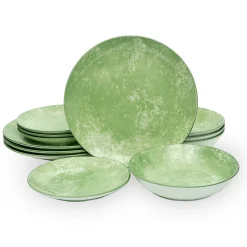 Everyday Dinnerware|Godinger Wingate Lime Porcelain 12 Piece Dinnerware Set, Service For 4